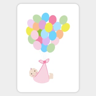 Baby with balloon and newborn baby Sticker